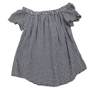 Mossimo Gingham Blue White Off the Shoulder Blouse Size Women's XS